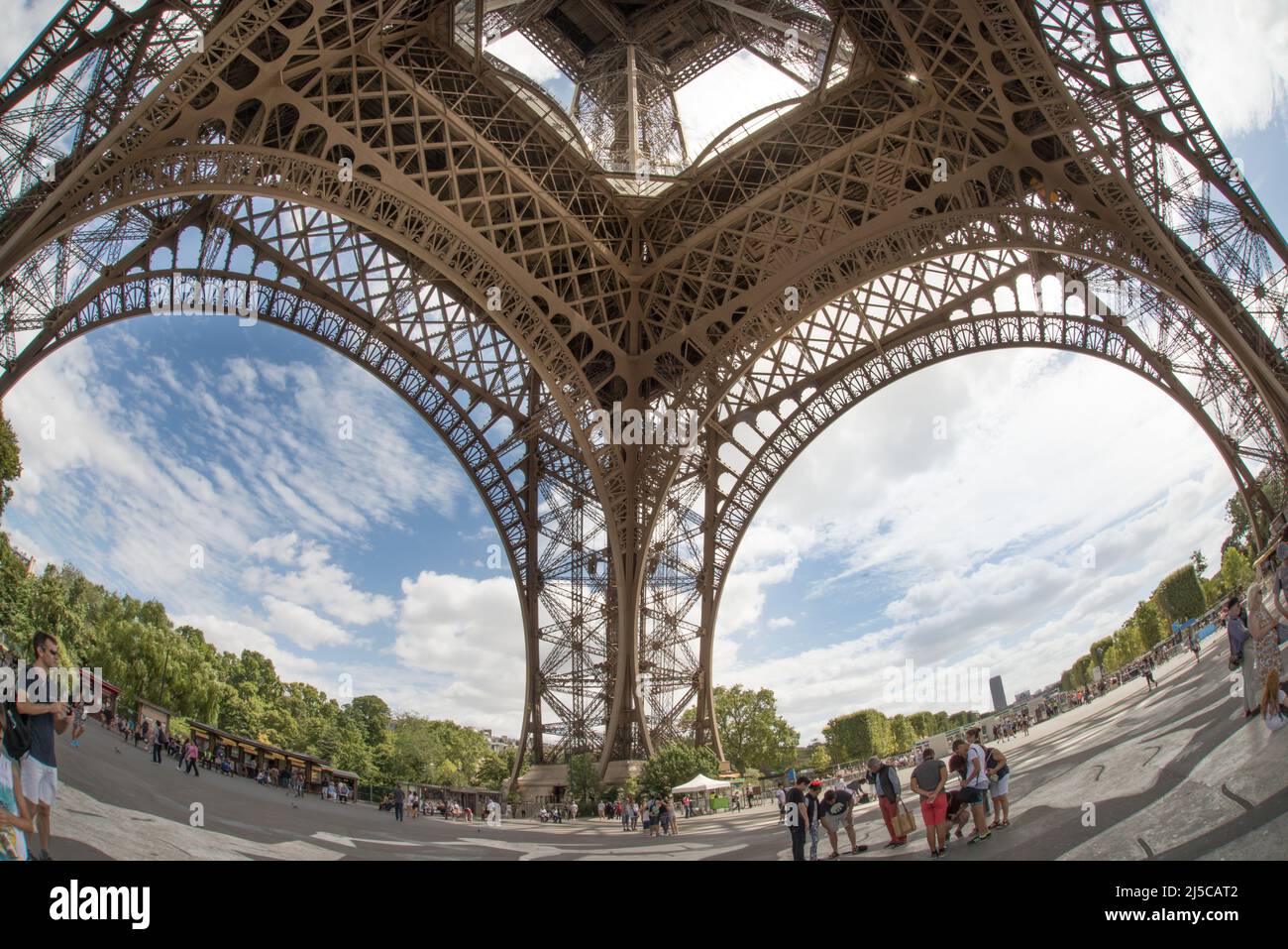 Eiffel tour in Paris, France, fisheye lens, sightseeing touristic attraction, Paris on the 04.08.2017 Stock Photo