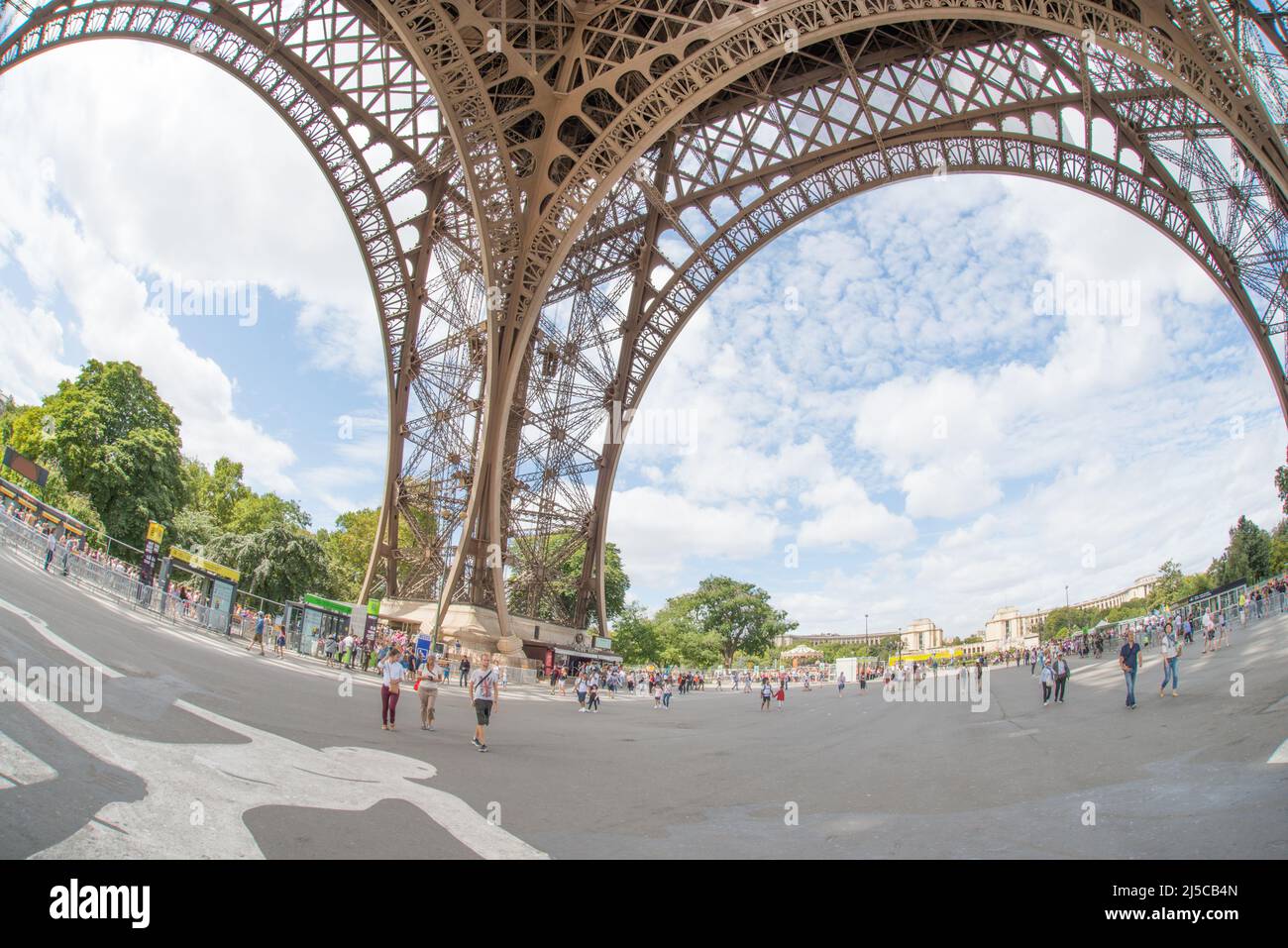 Eiffel tour in Paris, France, fisheye lens, sightseeing touristic attraction, Paris on the 04.08.2017 Stock Photo