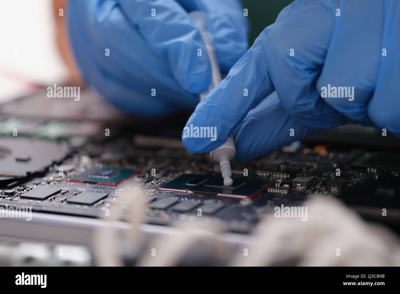 Cpu microchip processor with thermal paste closeup Stock Photo - Alamy