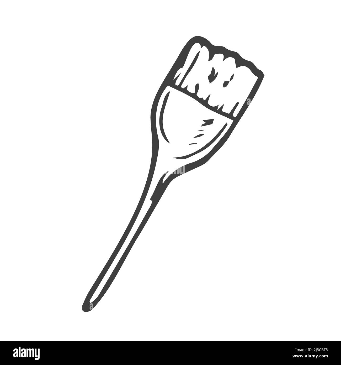 Hair dye brush. Professional hair dresser tool. Hand drawn doodle icon. Vector illustration