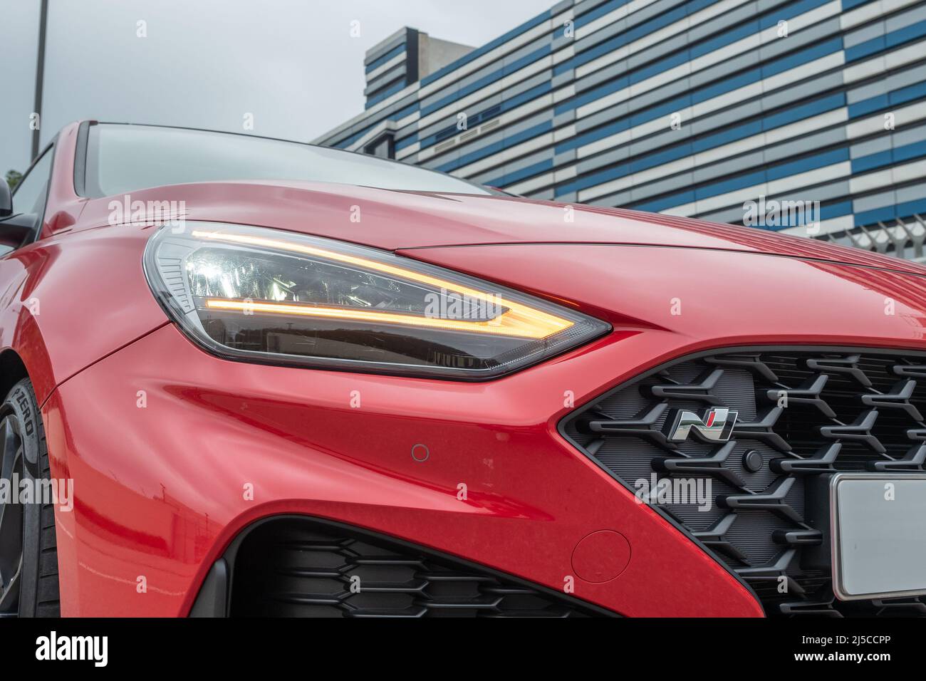 Hong Kong, China Jan 25 , 2022 : Hyundai i30N 2022 Headlight Jan 25 ...