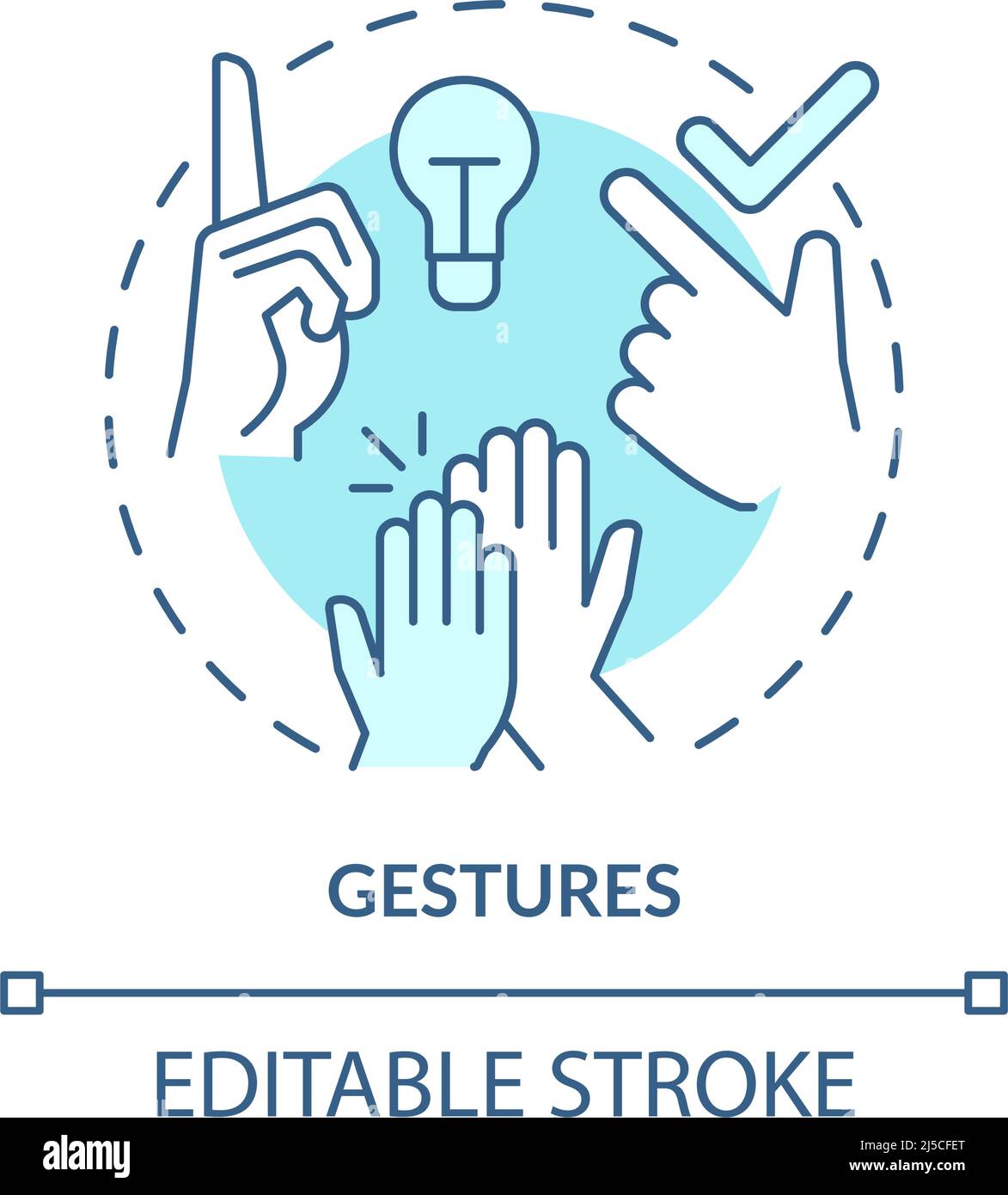 Gestures turquoise concept icon Stock Vector