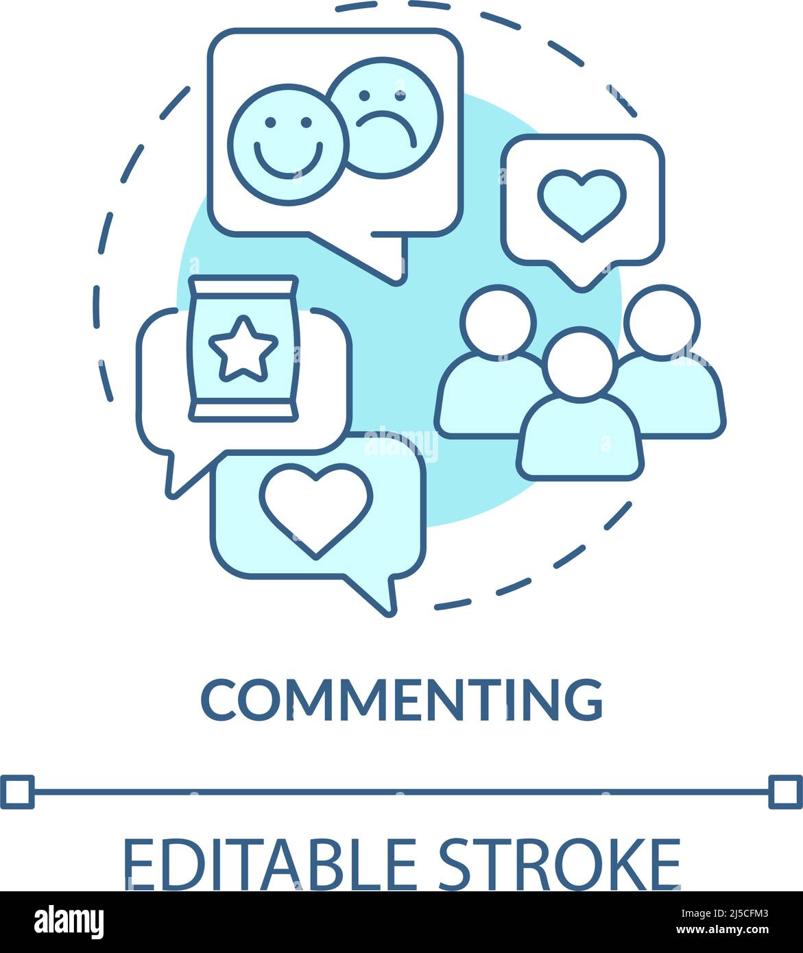 Commenting turquoise concept icon Stock Vector
