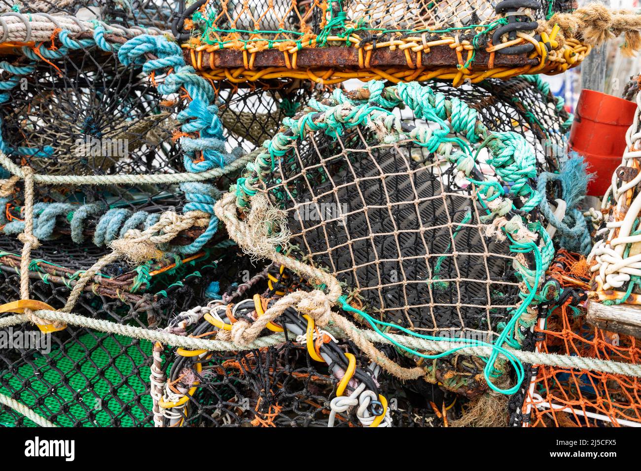 Lobster pots at the Isle of Whitehorn, Scotland Stock Photo