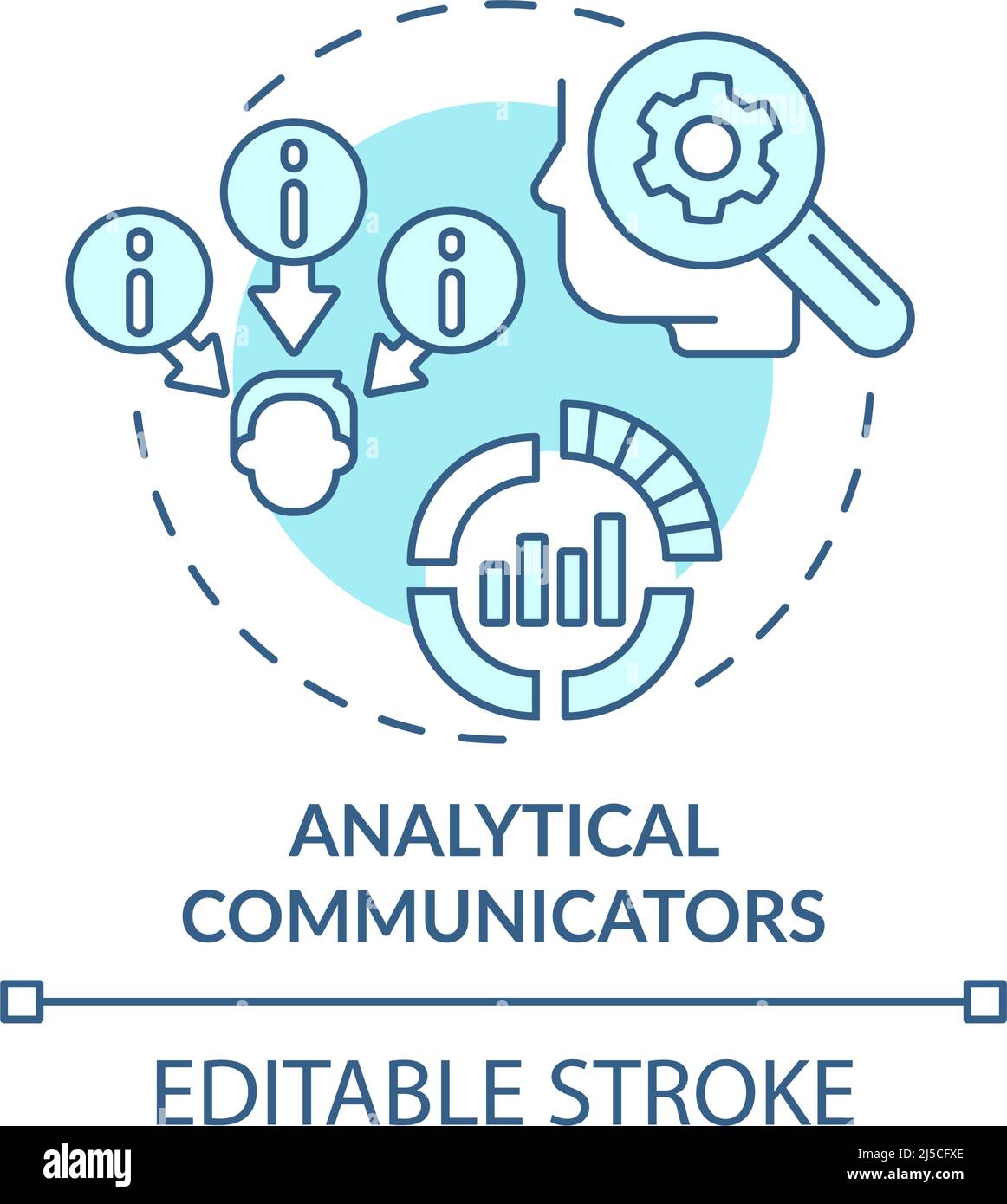 Analytical communicators turquoise concept icon Stock Vector