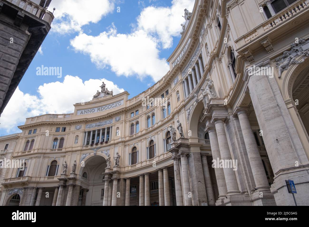 Old buildings with sculptures in the center of Naples Stock Photo
