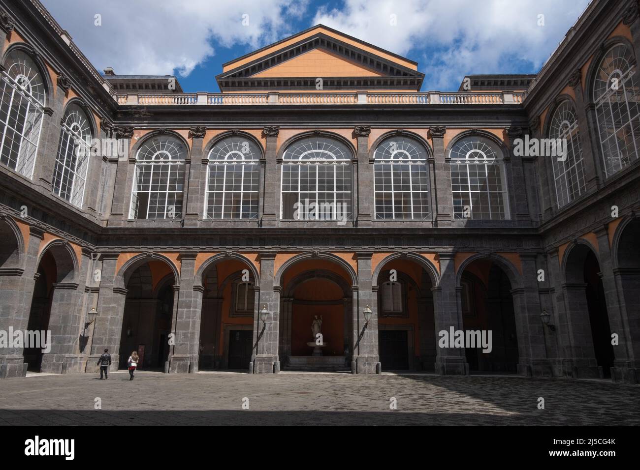 Historical building with typical yard in Naples Stock Photo