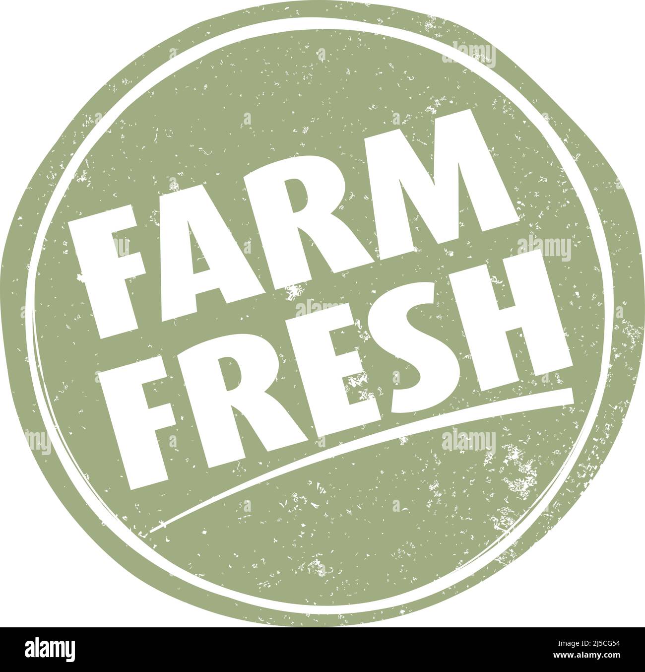 hand drawn circular green FARM FRESH label or sign, vector illustration Stock Vector