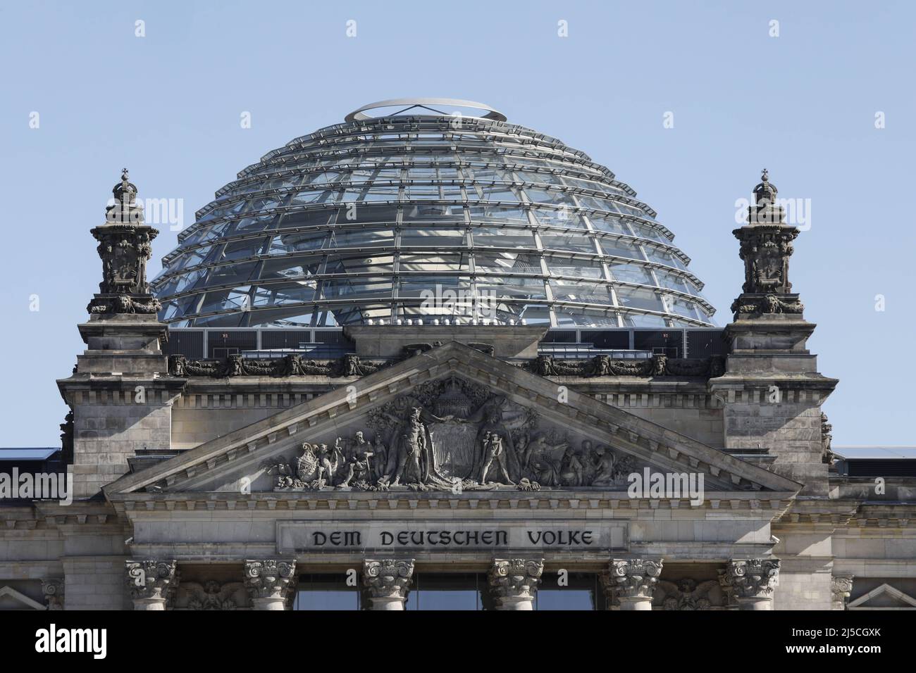 View of the empty dome of the Reichstag. The dome and roof terrace of the Reichstag building are closed to visitors until further notice to prevent the spread of the corona virus here as well. [automated translation] Stock Photo