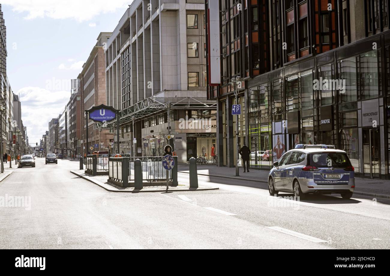Germany, Berlin, 22.03.2020. Friedrichstrasse in the time of the Corona Virus Pandemic on 22.03.2020. [automated translation] Stock Photo