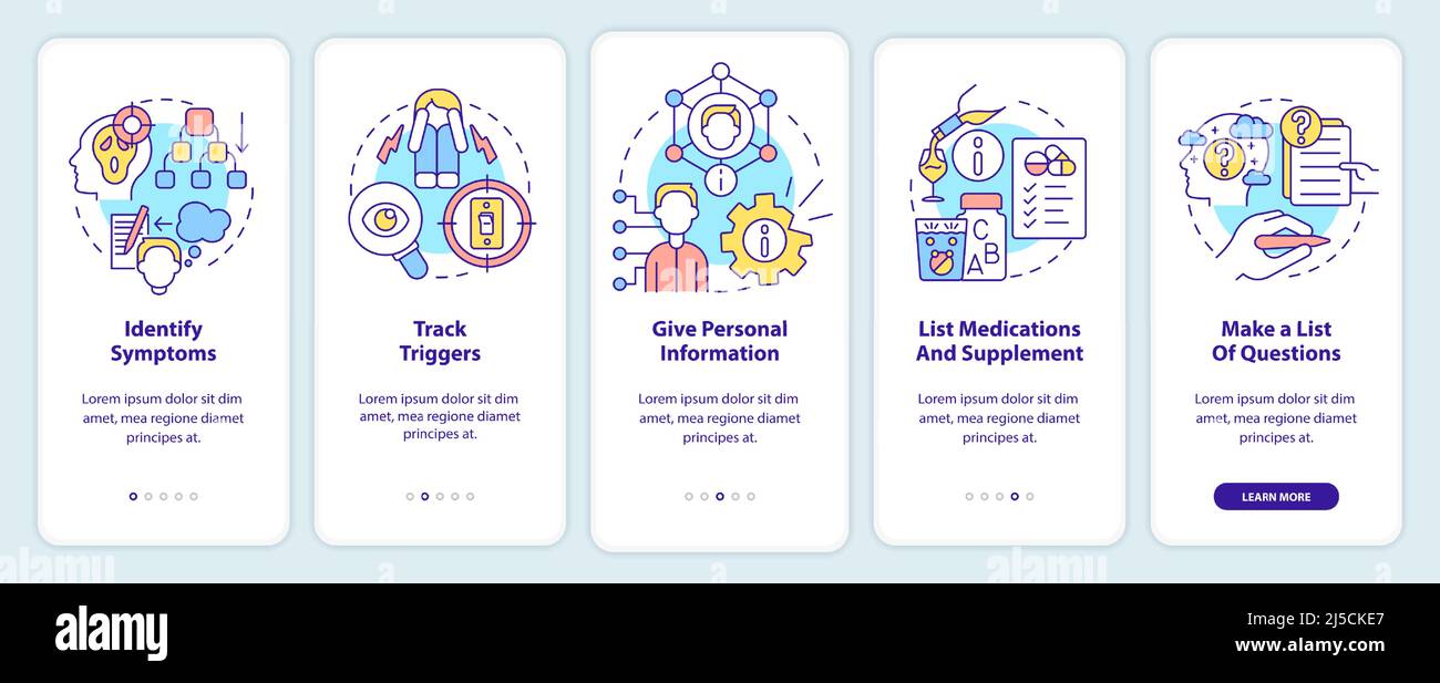 Before appointment with therapist onboarding mobile app screen Stock ...