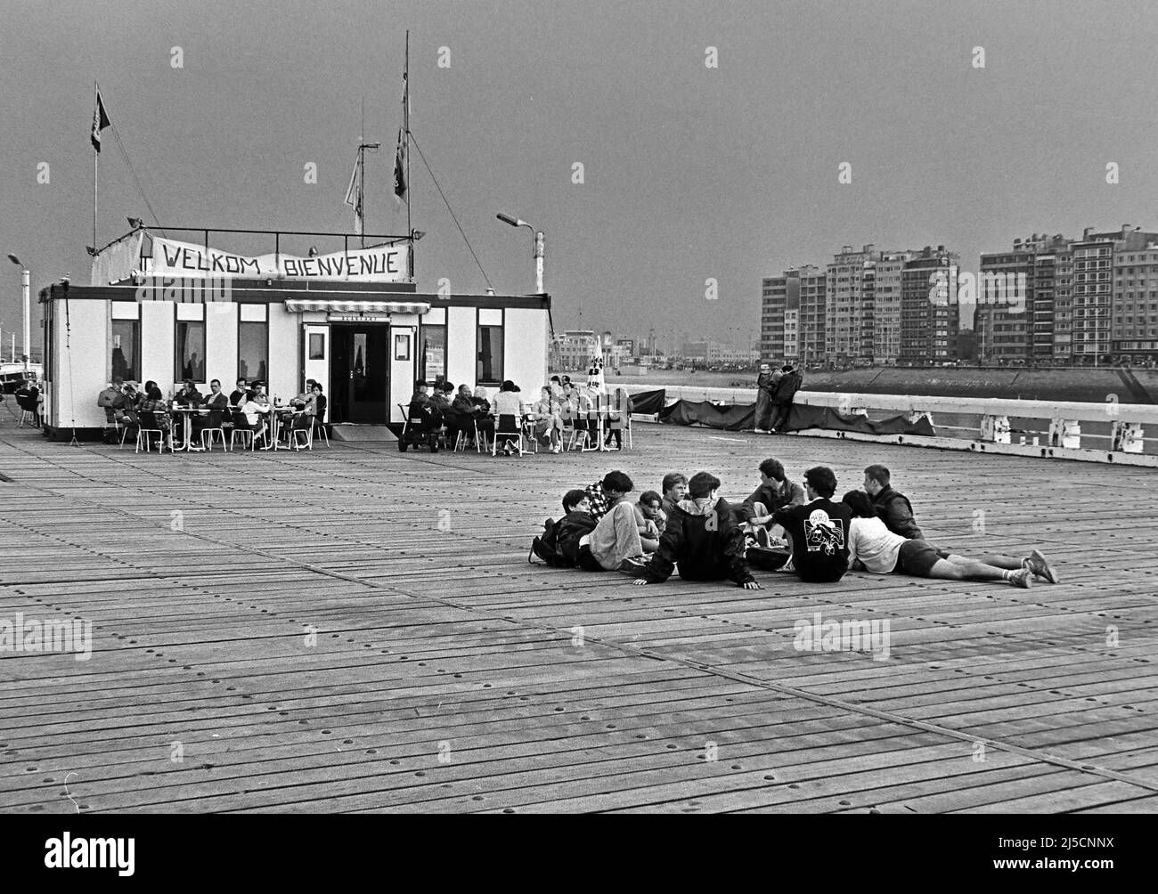 Ostend, Belgium, 12.06.1991 - Cafe at the beach of Ostend. [automated translation] Stock Photo