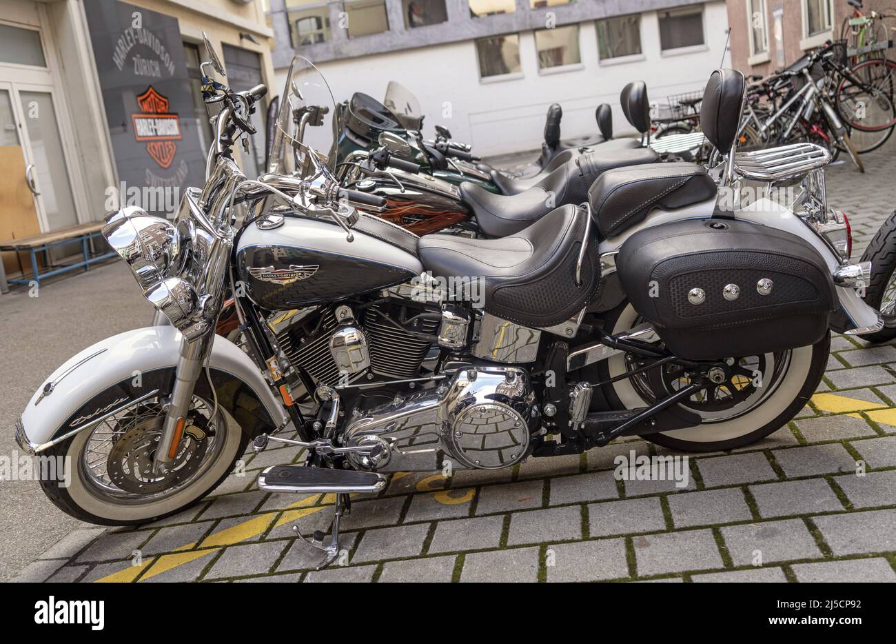 Switzerland, Zuerich 05.02.2020. Harley-Davidson store in Zuerich on 05.02.2020. Motorcycles. [automated translation] Stock Photo