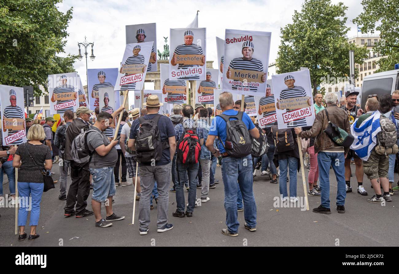 Germany, Berlin, Aug. 29, 2020. large demonstration against the Corona measures of the federal government in Berlin on Aug. 29, 2020. [automated translation] Stock Photo
