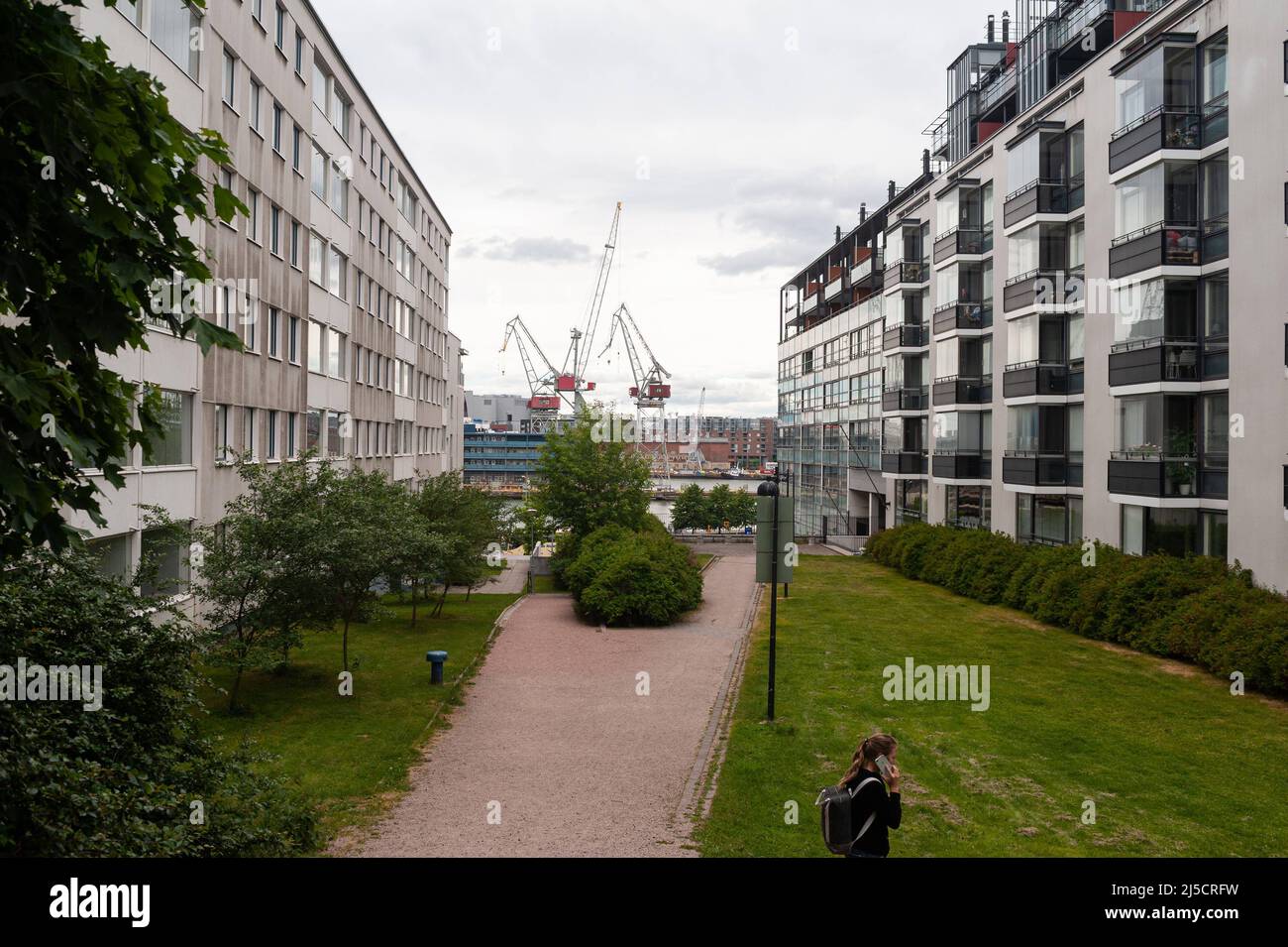 24.06.2018, Helsinki, Finland, Europe - residential area with apartment buildings in the center of the Finnish capital. [automated translation] Stock Photo