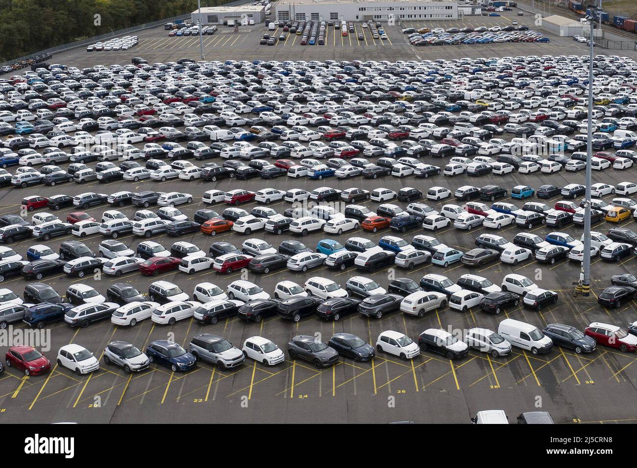 Duisburg, DEU, 27.09.2020 Car terminal in the inland port Logport 1