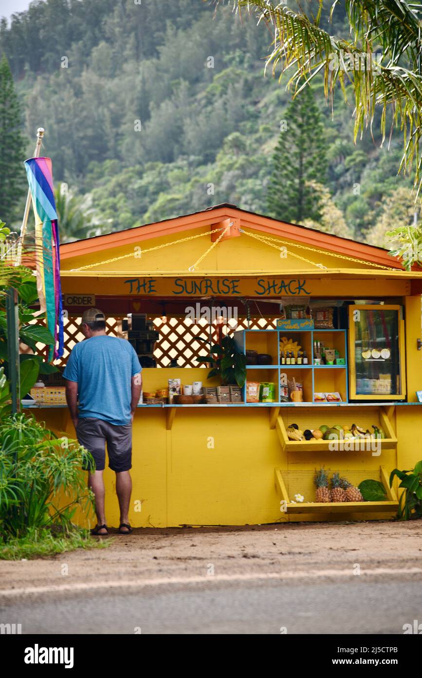 Sunrise Shack offering various foods, fresh fruits and coffee or tea