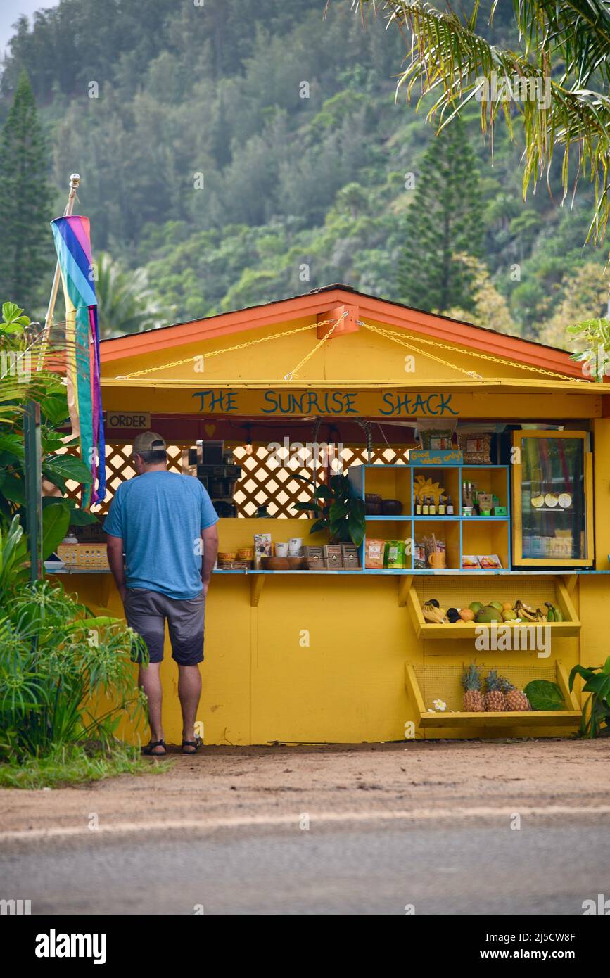 Sunrise Shack offering various foods, fresh fruits and coffee or tea