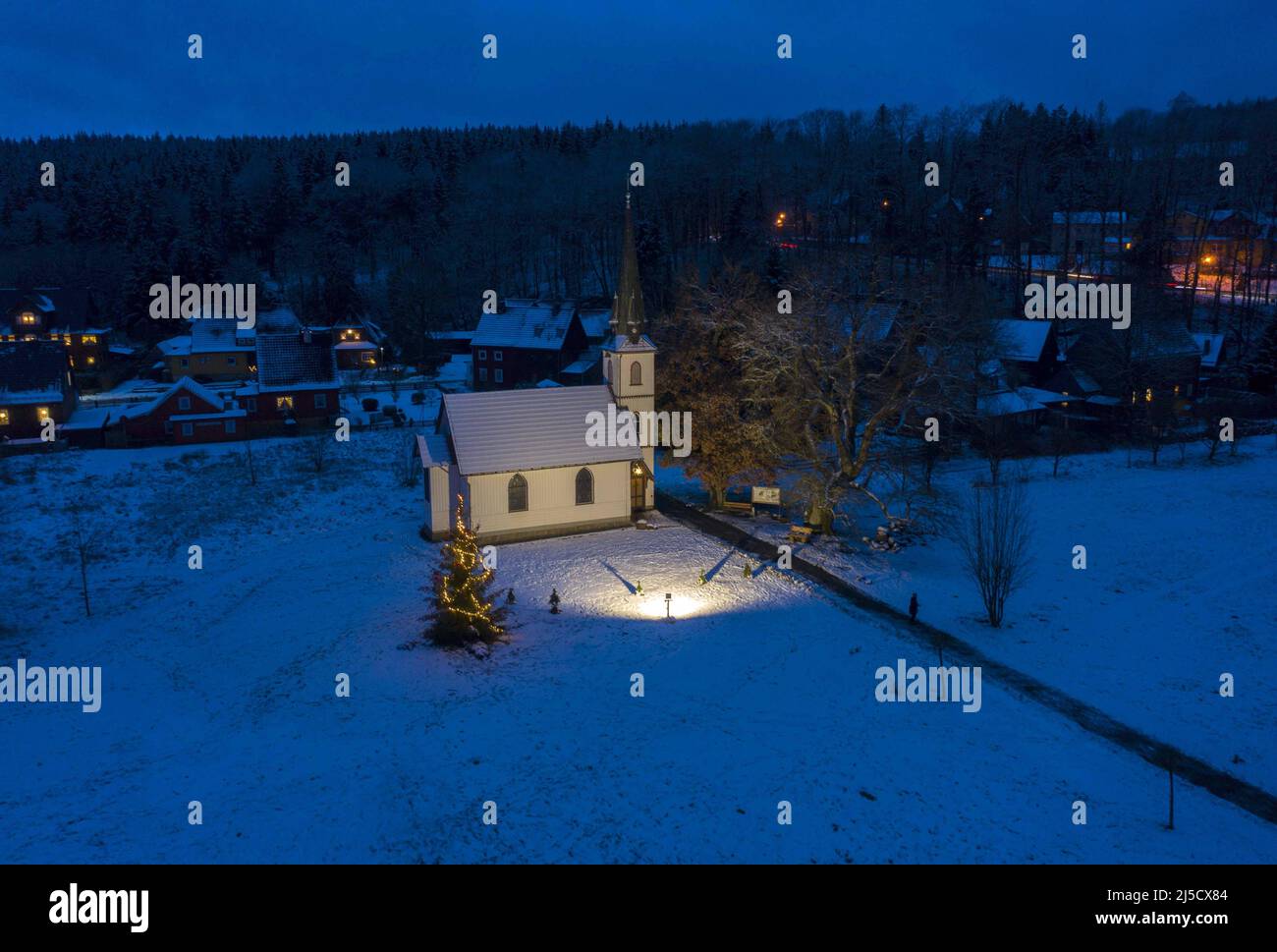 Elend, DEU, 12/29/2020 A Christmas tree stands in front of Germany's