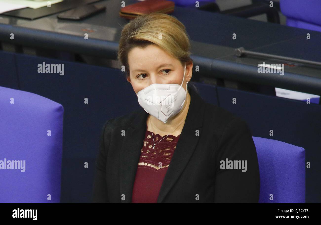 Berlin, DEU, 27.01.2021 - Family Minister Franziska Giffey with FFP2 mask in the German Bundestag. [automated translation] Stock Photo