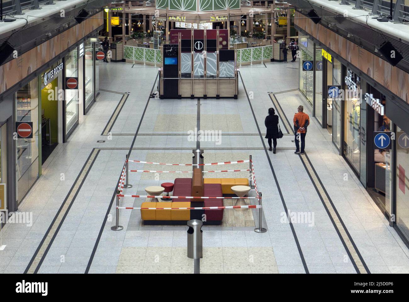 Potsdam, DEU, 03/27/2021 Empty shopping center in Potsdam. Customers