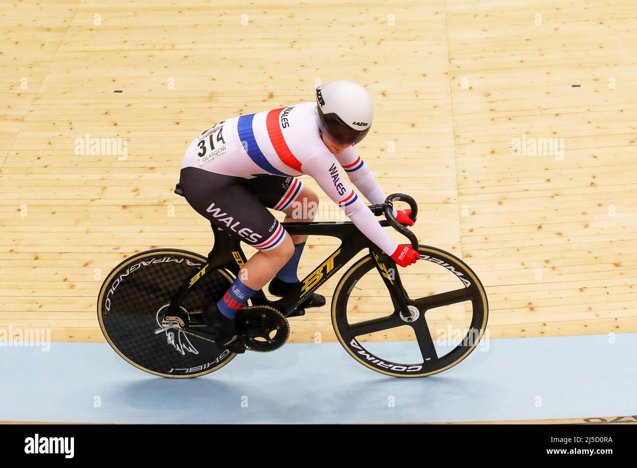 Glasgow, UK. 22nd Apr, 2022. On day two of the UCI Track Nations Cup, Women cyclists from across