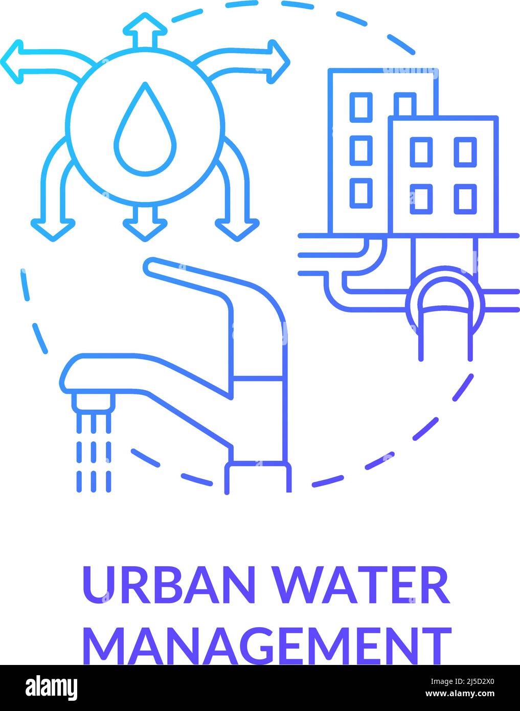 Urban water management blue gradient concept icon Stock Vector