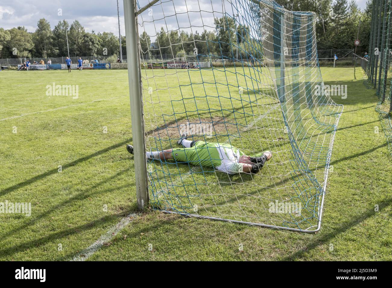 TSV Böbrach concedes a goal in the match against DJK Rattenberg. In the end it is 0:19, amateur soccer, worst soccer club in Bavaria [automated translation] Stock Photo