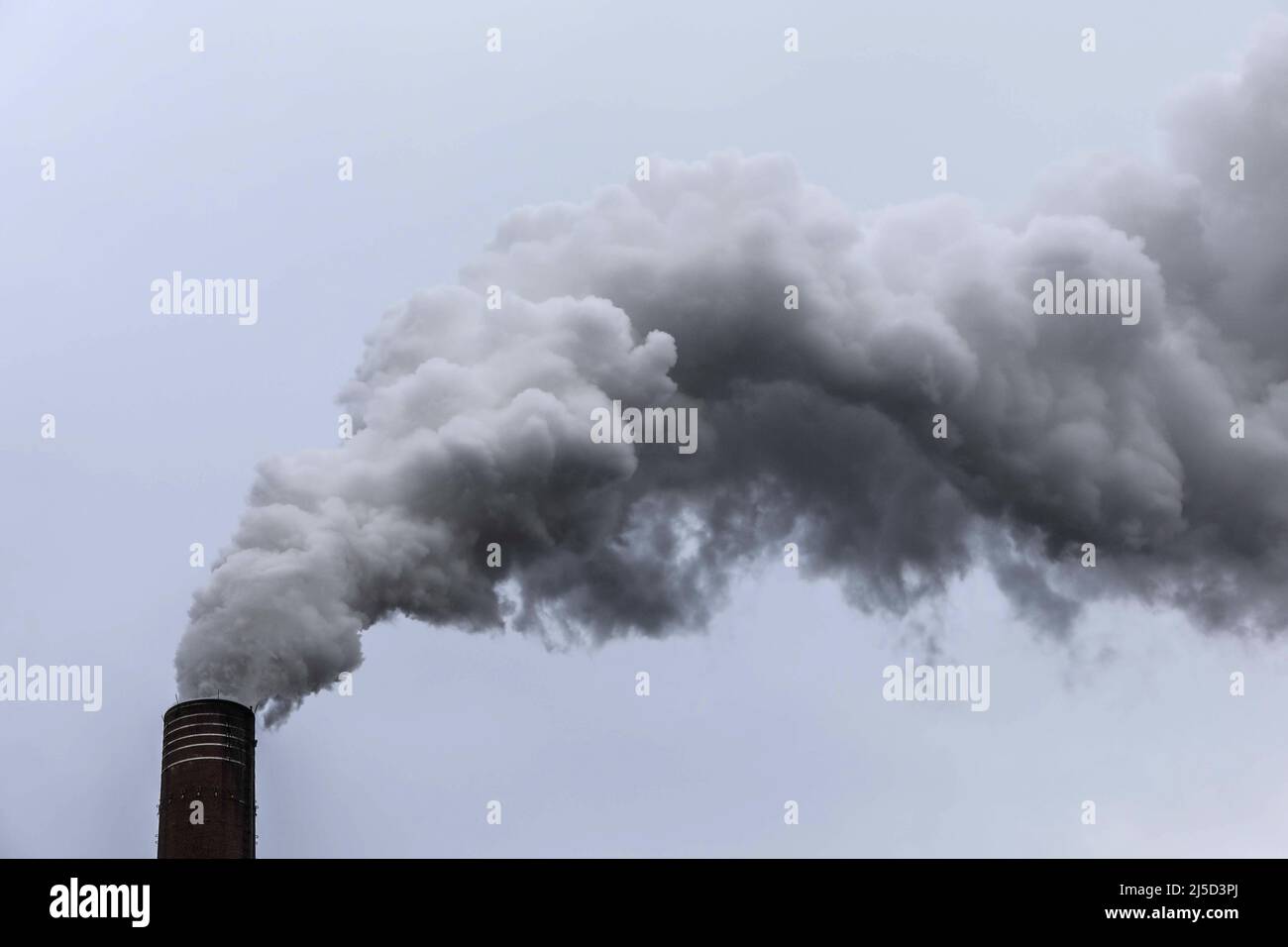 Schladen, 27.11.2021 - Smoking chimney of a factory. [automated translation] Stock Photo