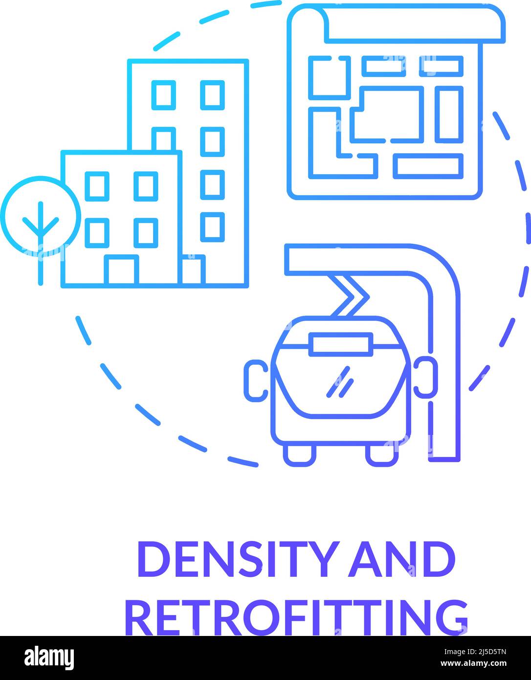 Density and retrofitting blue gradient concept icon Stock Vector Image ...