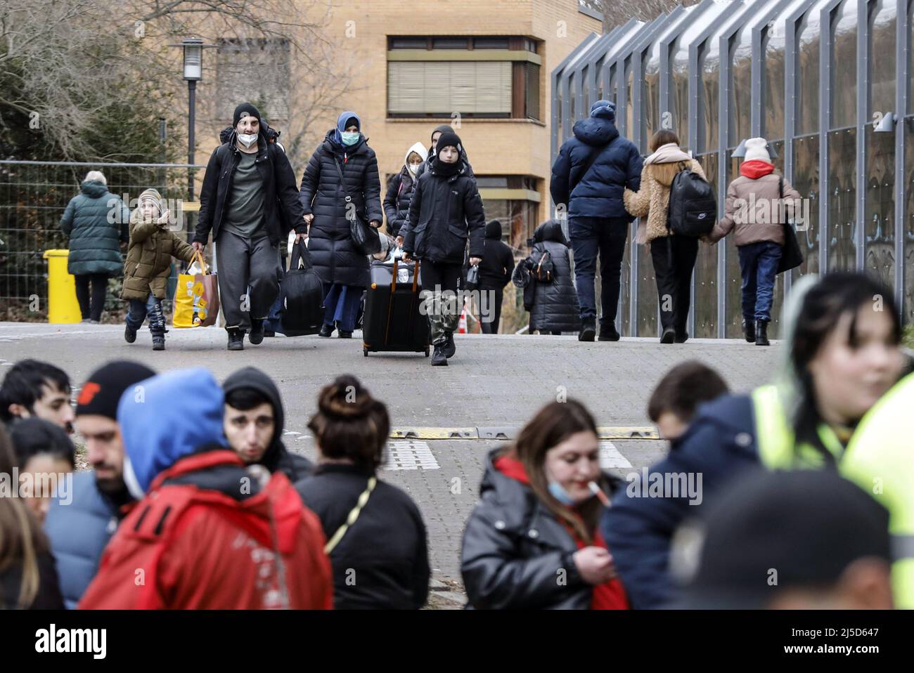 Berlin, 04.03.2022 - Refugees from Ukraine at the Berlin Central Arrival Center. Here, the war refugees are registered, health care is provided and accommodation is organized. [automated translation] Stock Photo