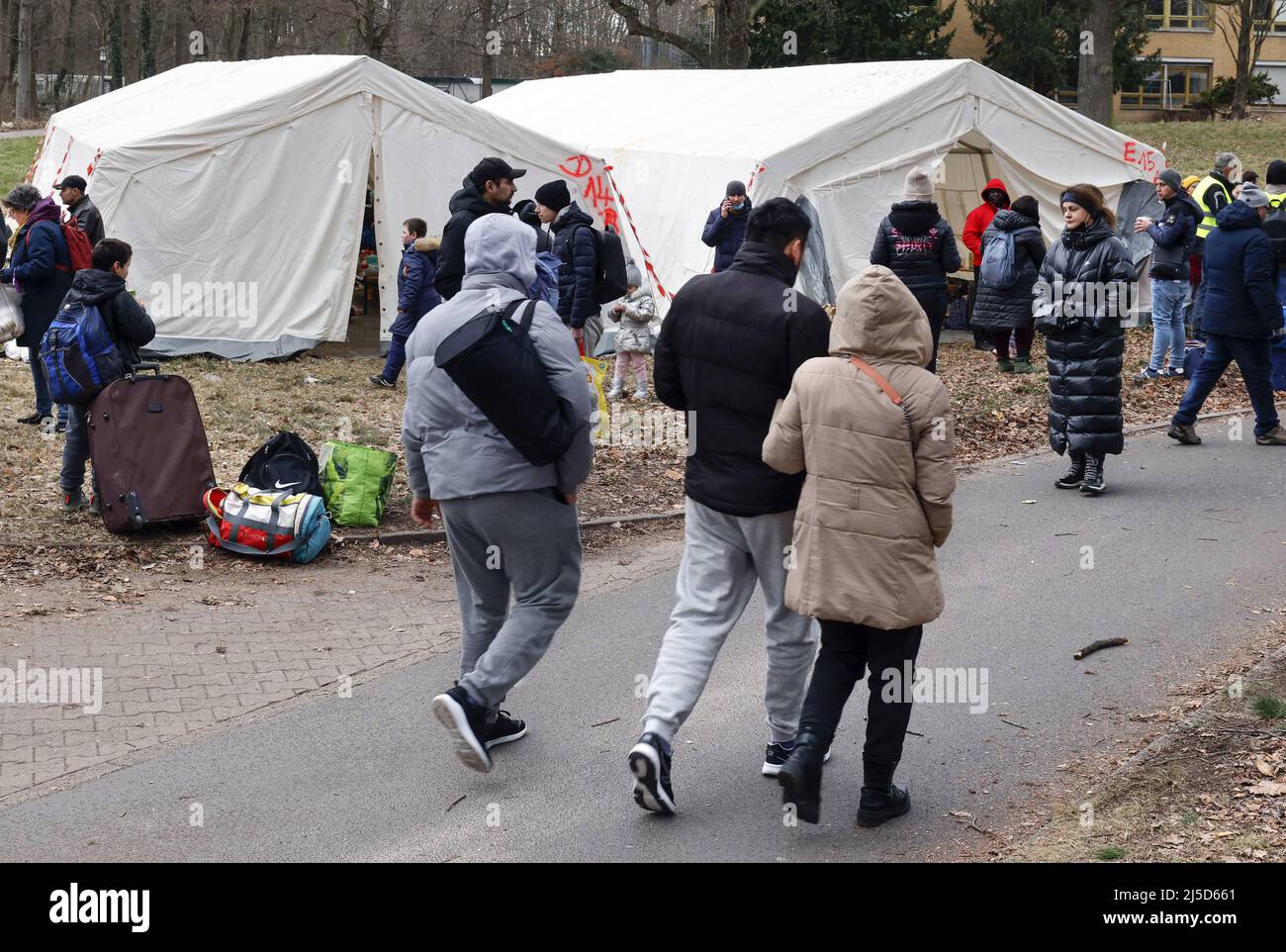 Berlin, 04.03.2022 - Refugees from Ukraine in the Berlin Central Arrival Center. Here, the war refugees are registered, health care is provided and accommodation is organized. [automated translation] Stock Photo