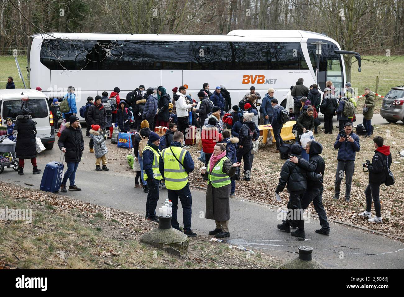 Berlin, 04.03.2022 - Refugees from Ukraine in the Berlin Central Arrival Center. Here, the war refugees are registered, health care is provided and accommodation is organized. [automated translation] Stock Photo