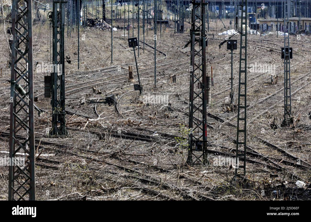 Dortmund,10.04.2022 - Railway tracks in a disused marshalling yard. [automated translation] Stock Photo