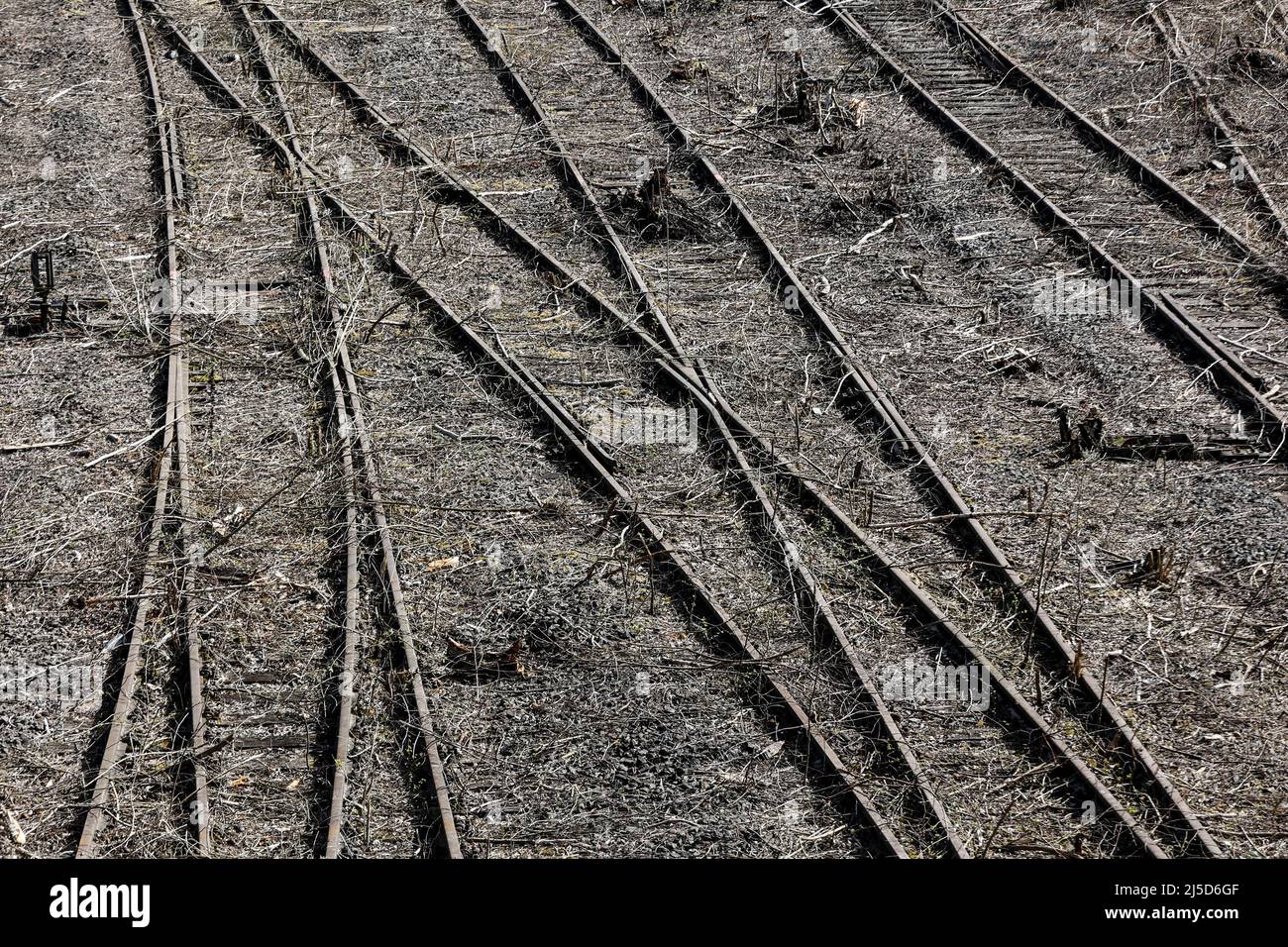 Dortmund,10.04.2022 - Railway tracks in a disused marshalling yard. [automated translation] Stock Photo
