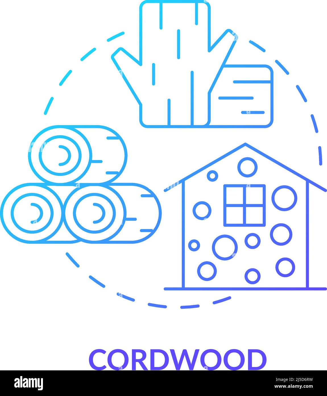 Cordwood blue gradient concept icon Stock Vector