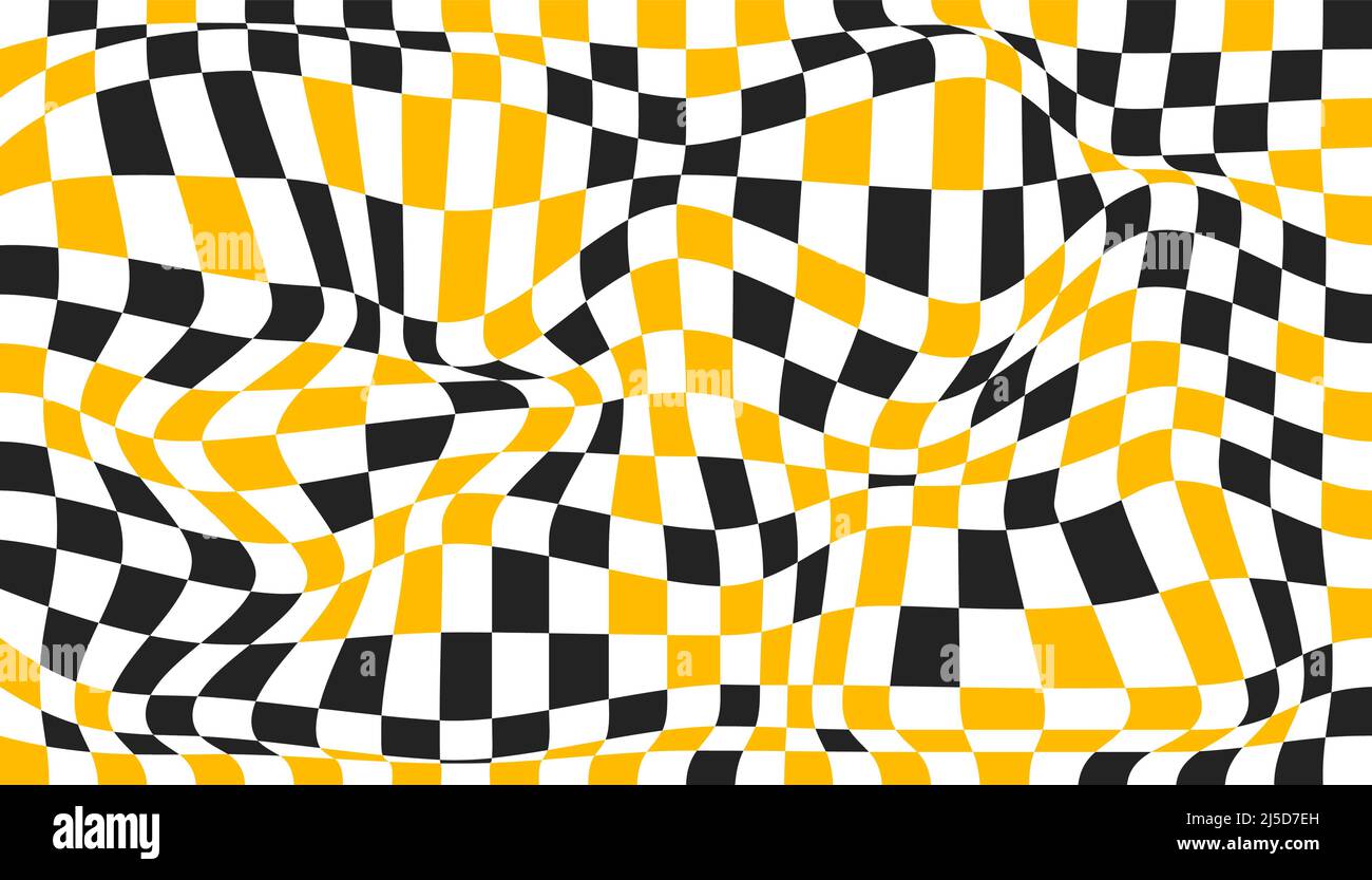 Checkered background with distorted squares. Abstract banner with ...