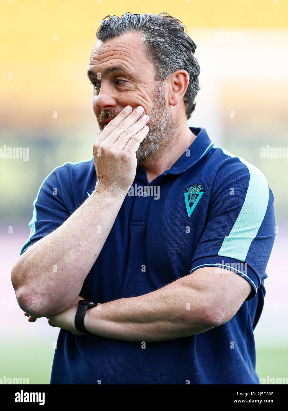 Cadiz CF head coach Sergio Gonzalez during the La Liga match between Cadiz CF and Athletic Club played at Nuevo Mirandilla Stadium on April 21, 2022 in Cadiz, Spain. (Photo by Antonio Pozo / PRESSINPHOTO) Stock Photo