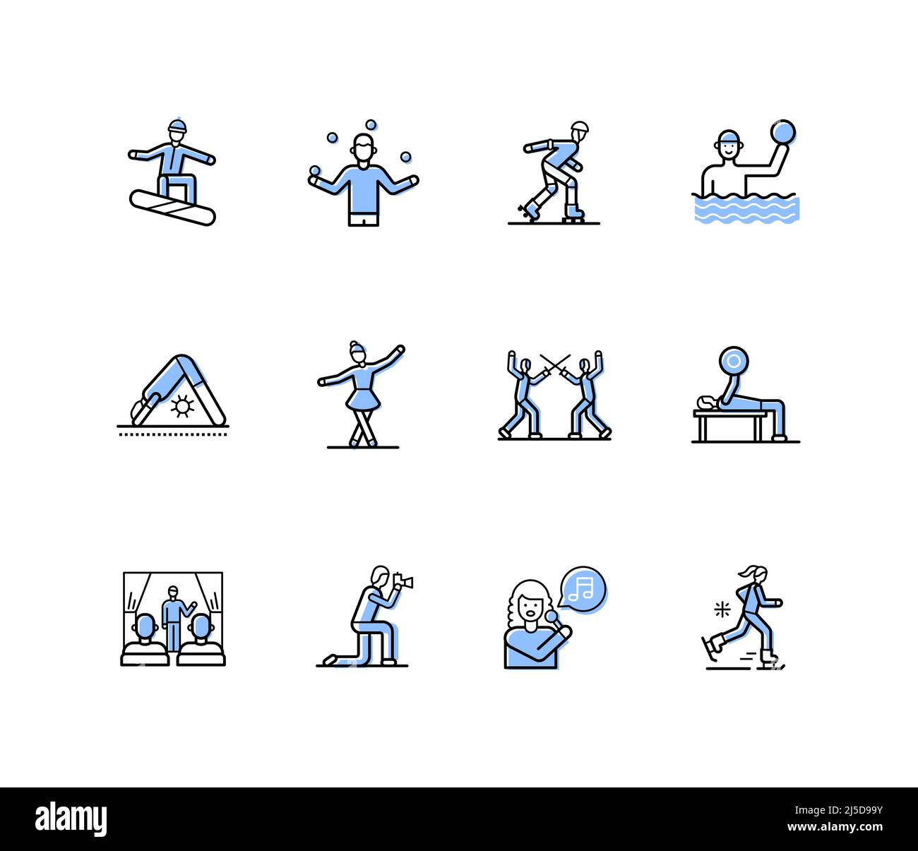 Active hobbies - modern line design style icons set Stock Vector