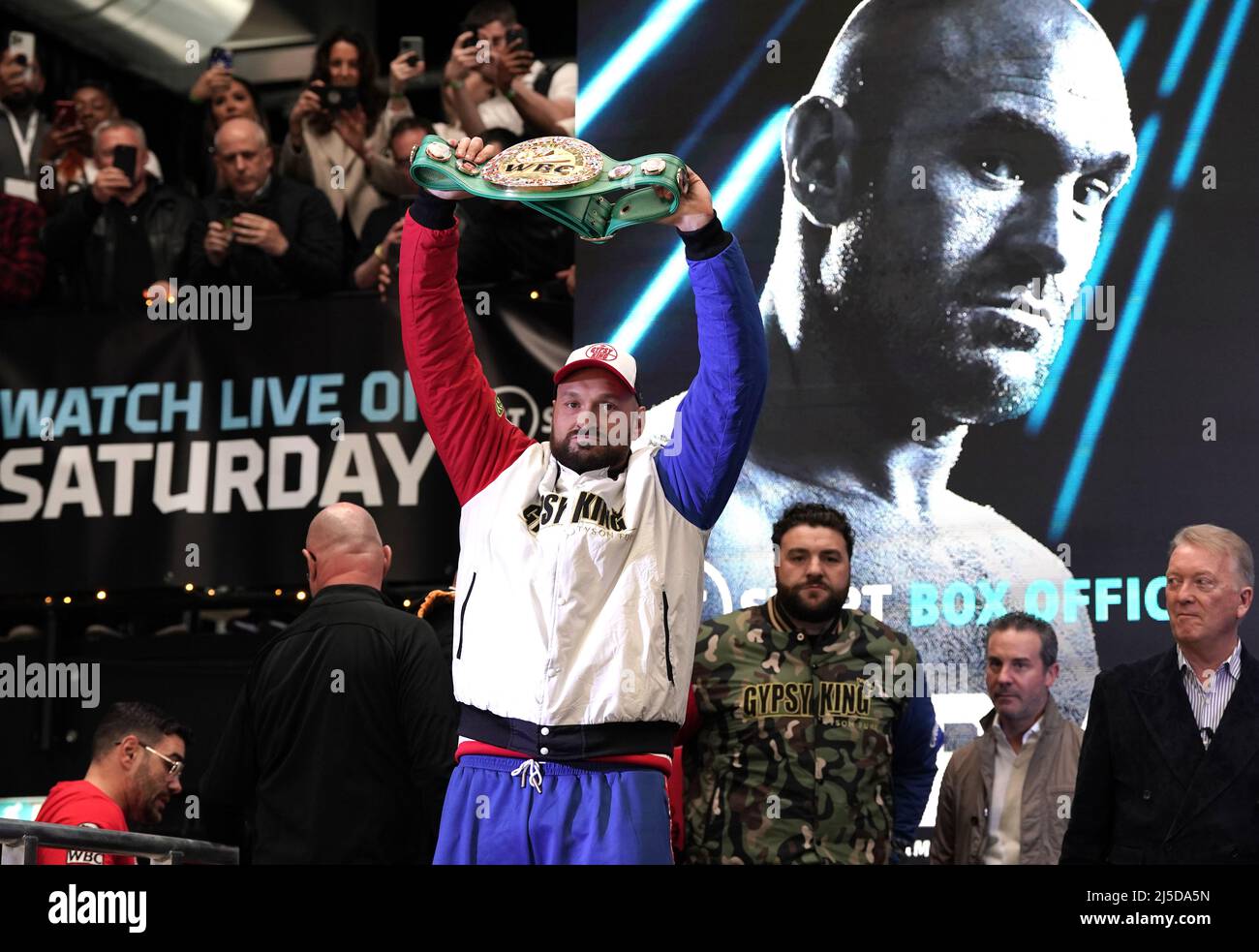 Tyson Fury during the weigh in at BOXPARK Wembley, London. Picture date ...