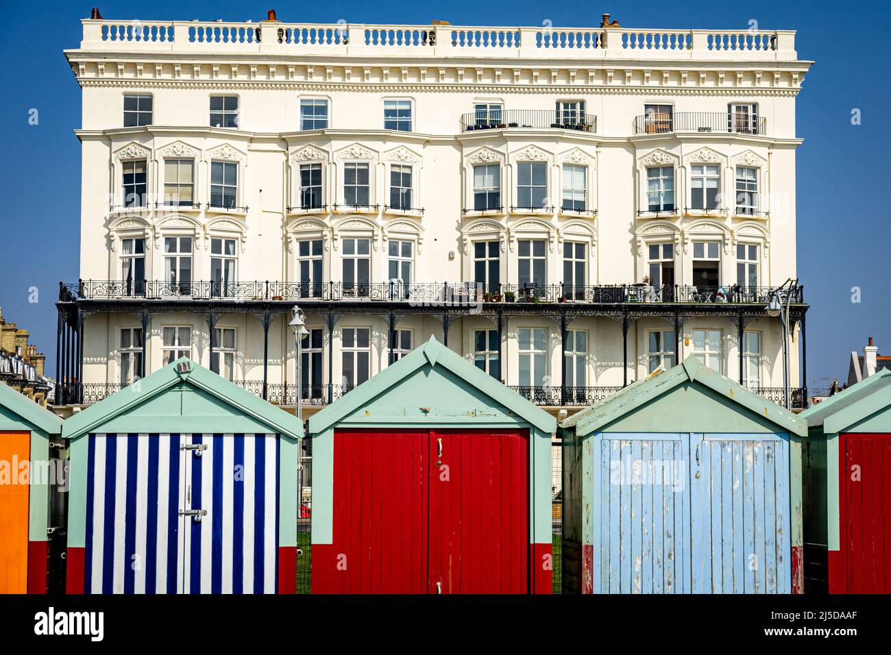 Beach huts and buildings Stock Photo