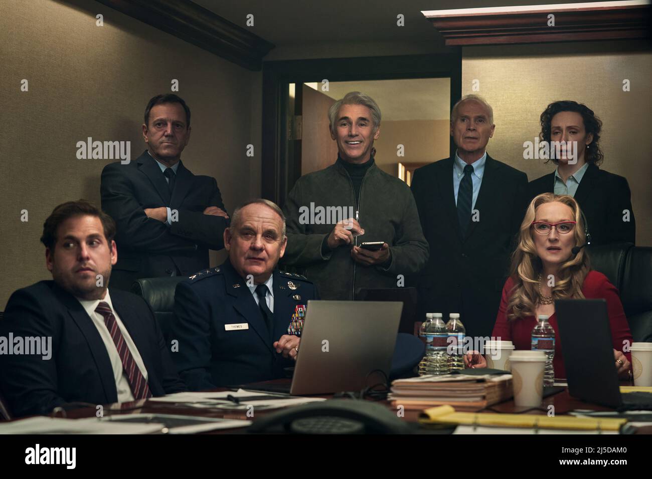 Don't Look Up Year : 2021 USA Director : Adam McKay Jonah Hill, Paul Guilfoyle, Mark Rylance, Meryl Streep Stock Photo