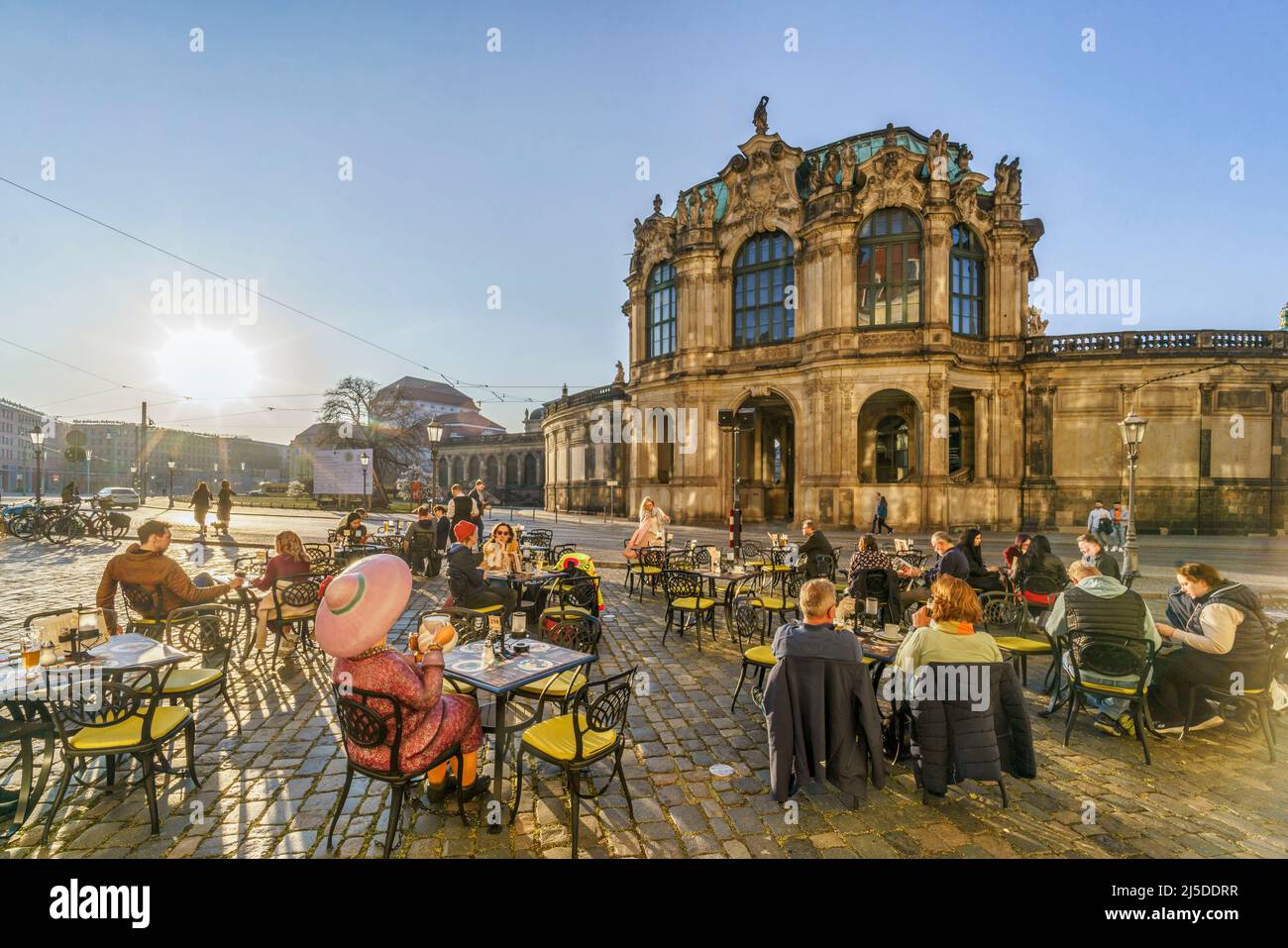 Strassencafe vor Wallpavillon, Zwinger, Dresden, Sachsen, Deutschland, Europa Stock Photo