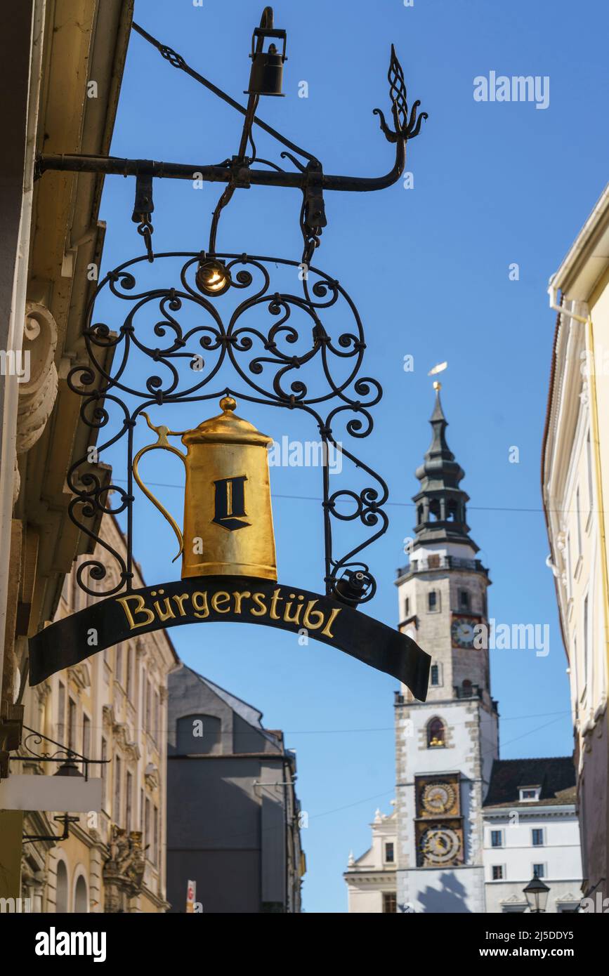 Bürgerstübl Wirtshausschild, Altstadt Görlitz, Stock Photo