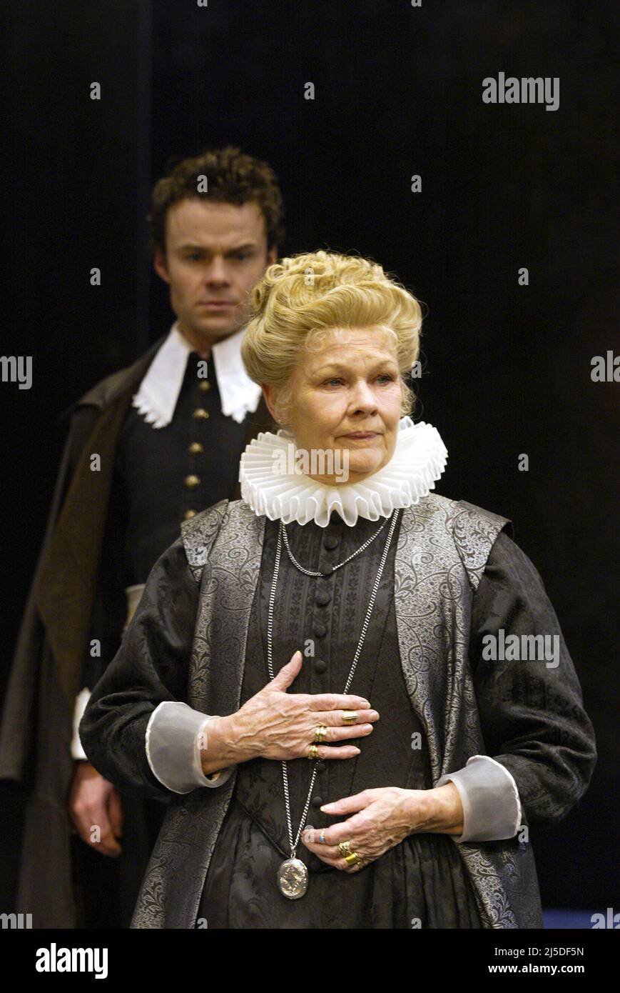Jamie Glover (Bertram), Judi Dench (The Countess of Rossillion) in ALL'S WELL THAT ENDS WELL by Shakespeare at the Swan Theatre, Royal Shakespeare Company (RSC), Stratford-upon-Avon, England  11/12/2003  set design: Stephen Brimson Lewis  costumes: Deirdre Clancy  lighting: Paul Pyant  movement: Michael Ashcroft  director: Gregory Doran Stock Photo