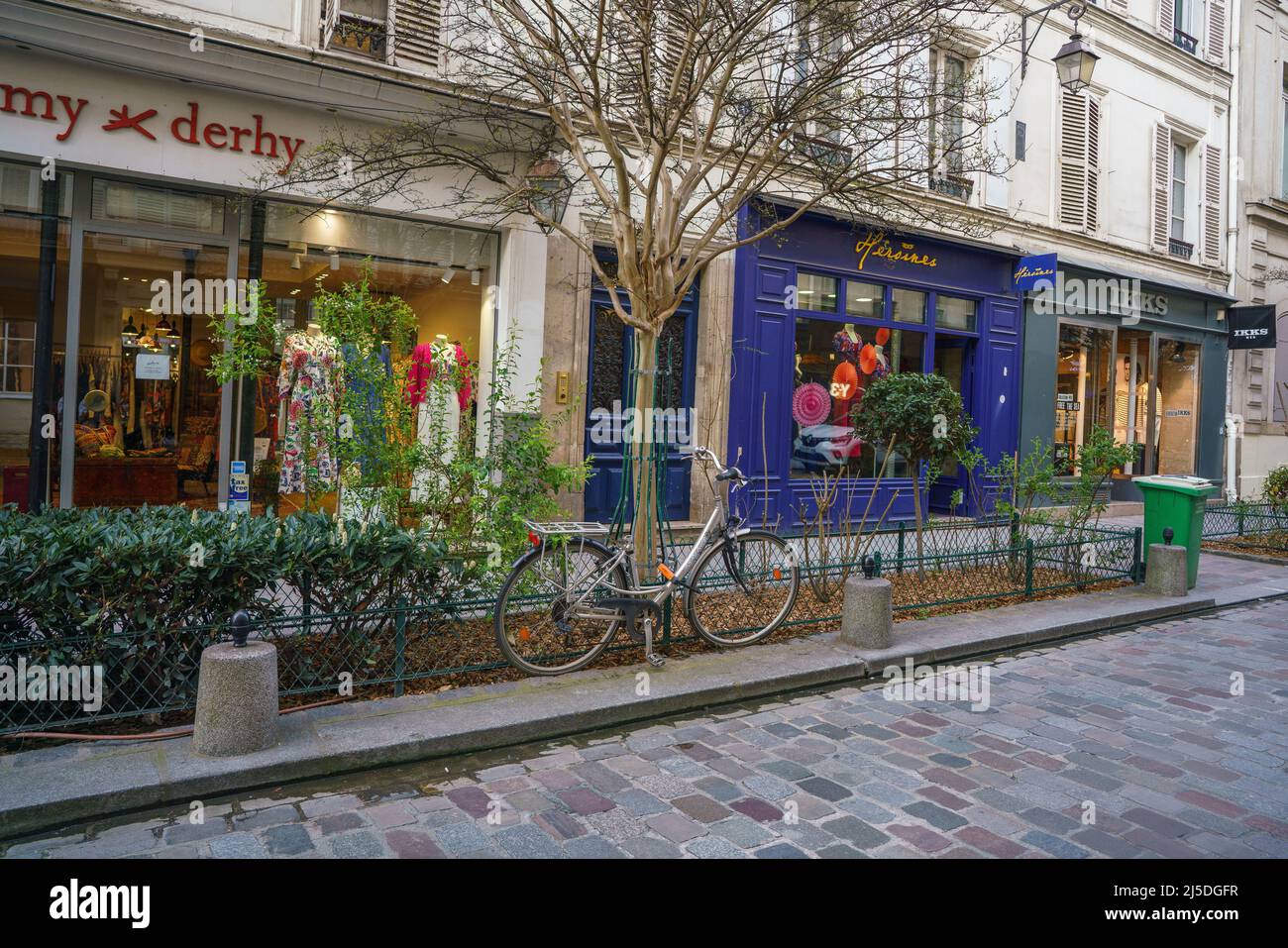 June 12, 2021, Paris, France Clothing store brands seen in Rue des