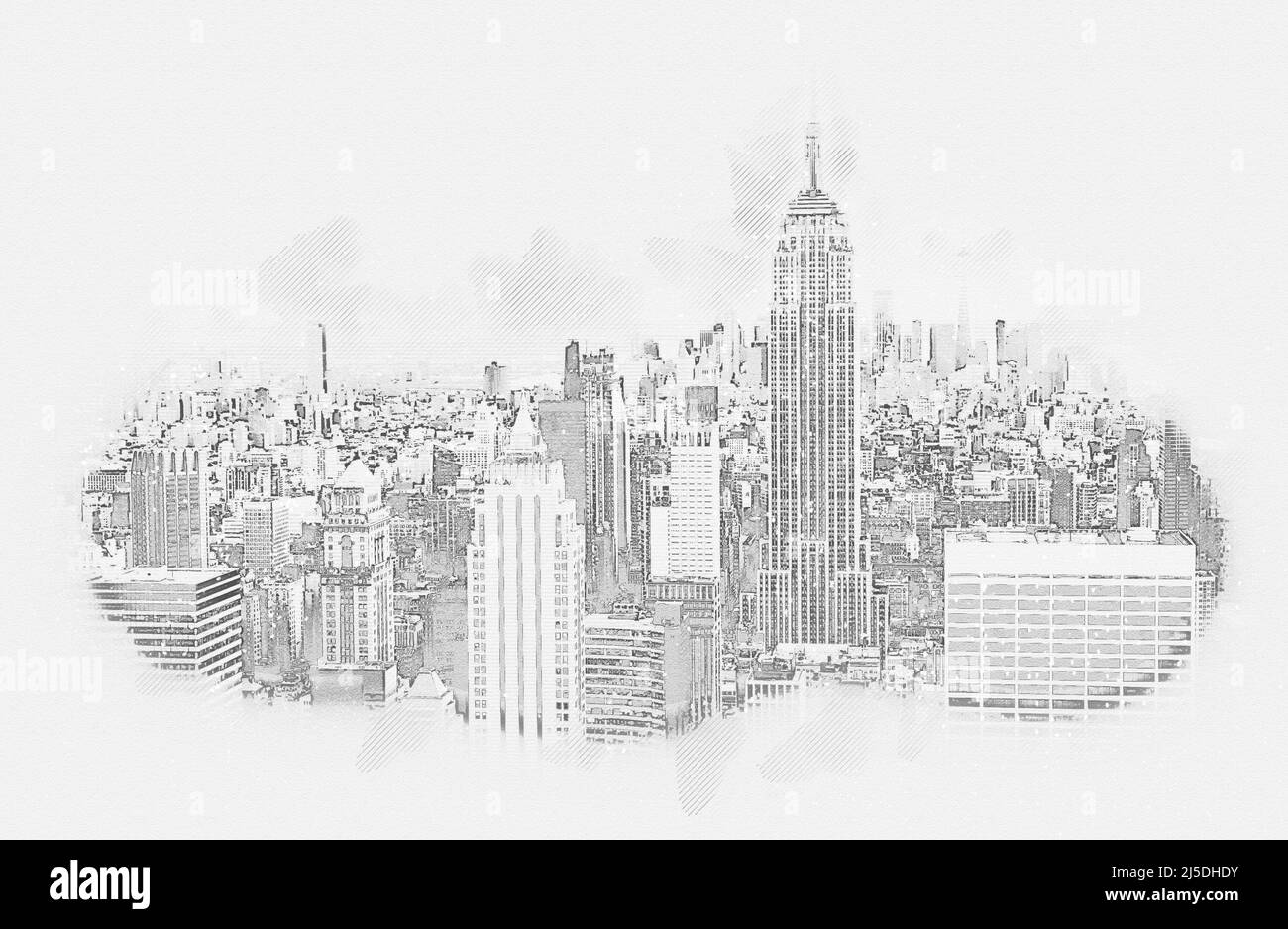 New York City skyline with skyscrapers, pencil drawing Stock Photo - Alamy