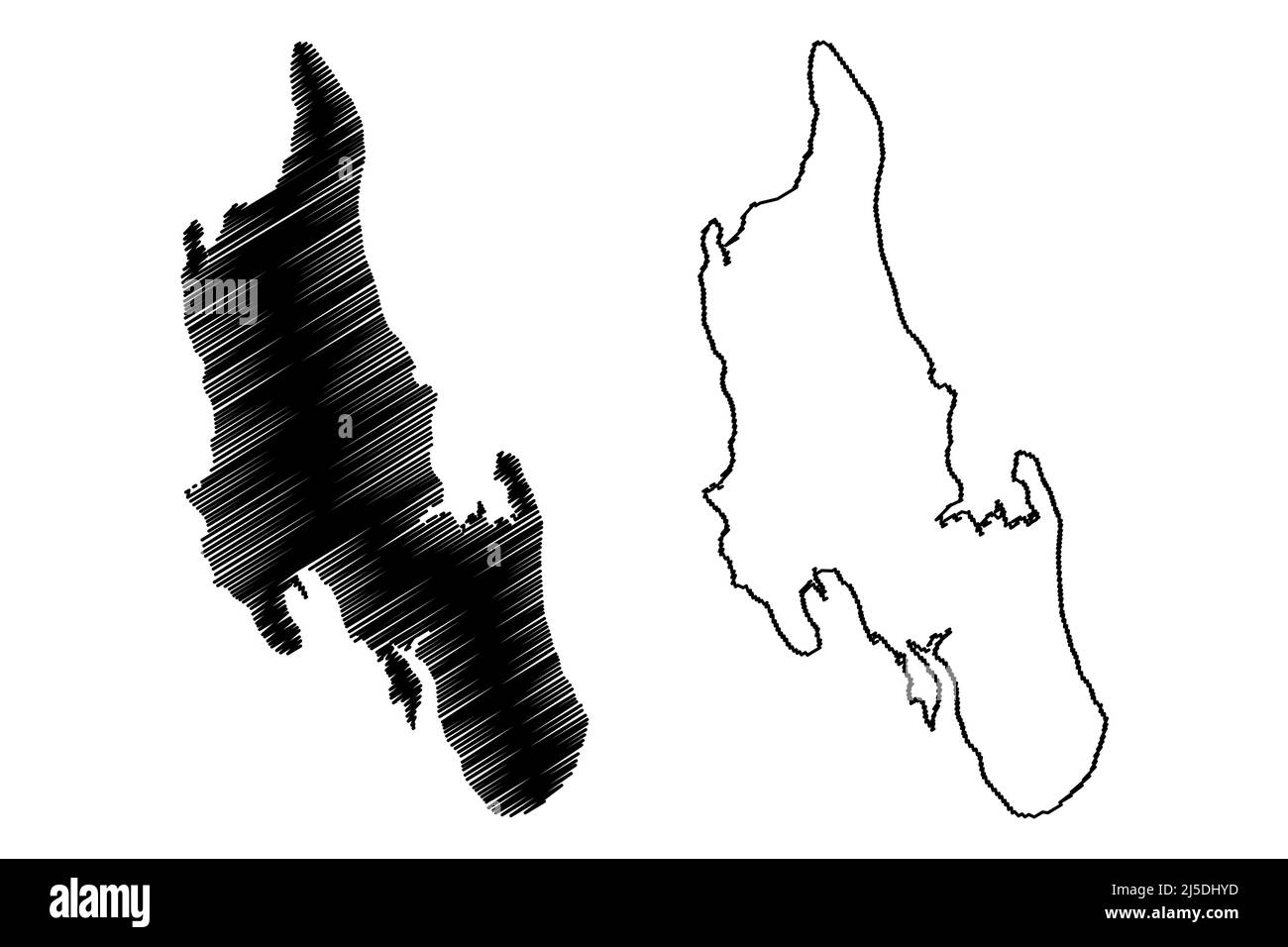Zanzibar island (United Republic of Tanzania, Zanzibar Archipelago) map vector illustration, scribble sketch Unguja map Stock Vector