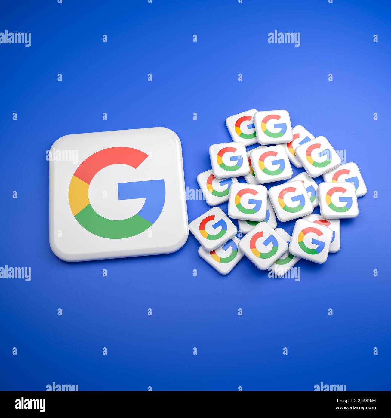 Alphabet (Google mother company) share split 201. One large tile with a Google logo and 20