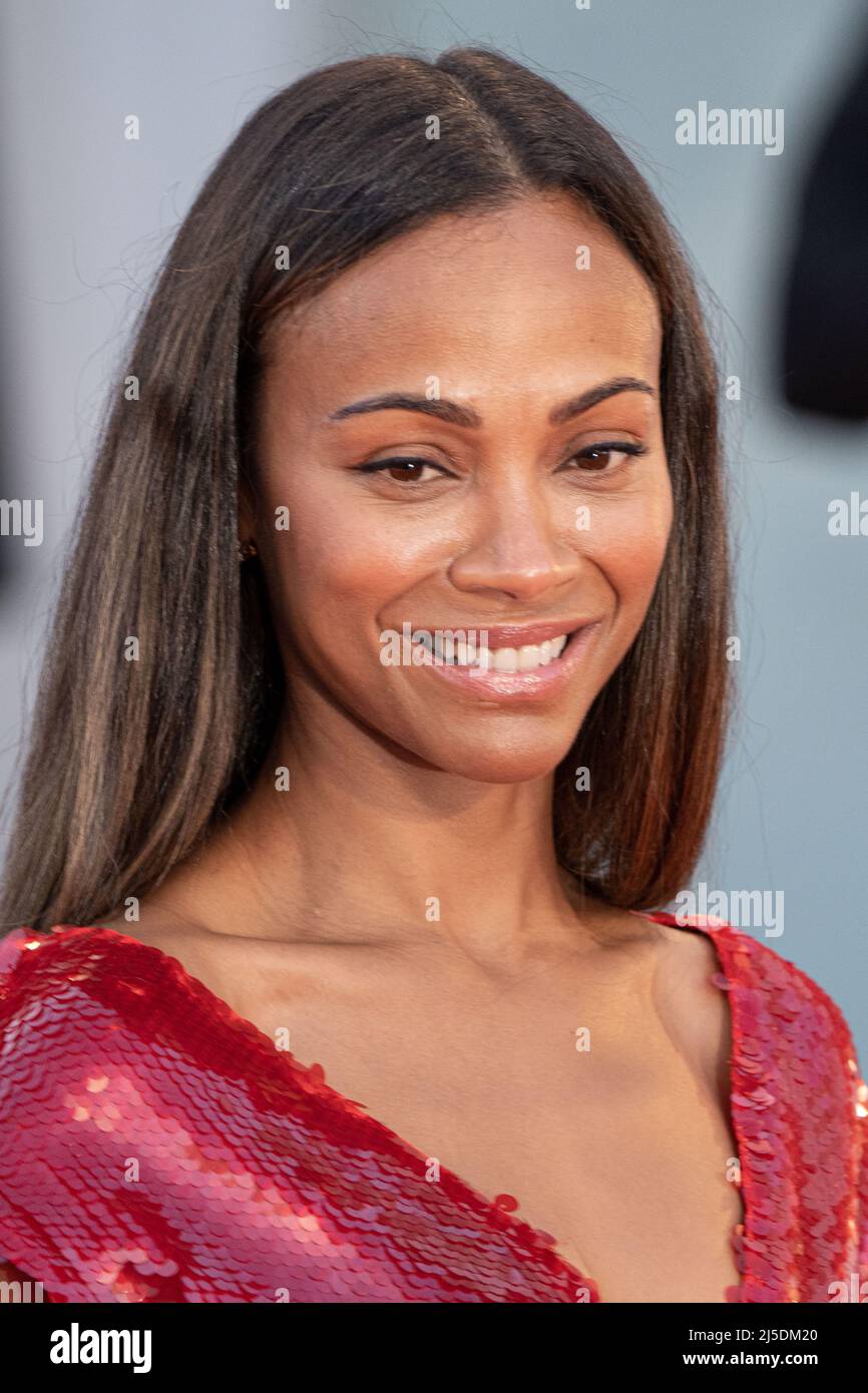 Venice, Italy, September 2, 2022 - Zoe Saldana attends the red carpet